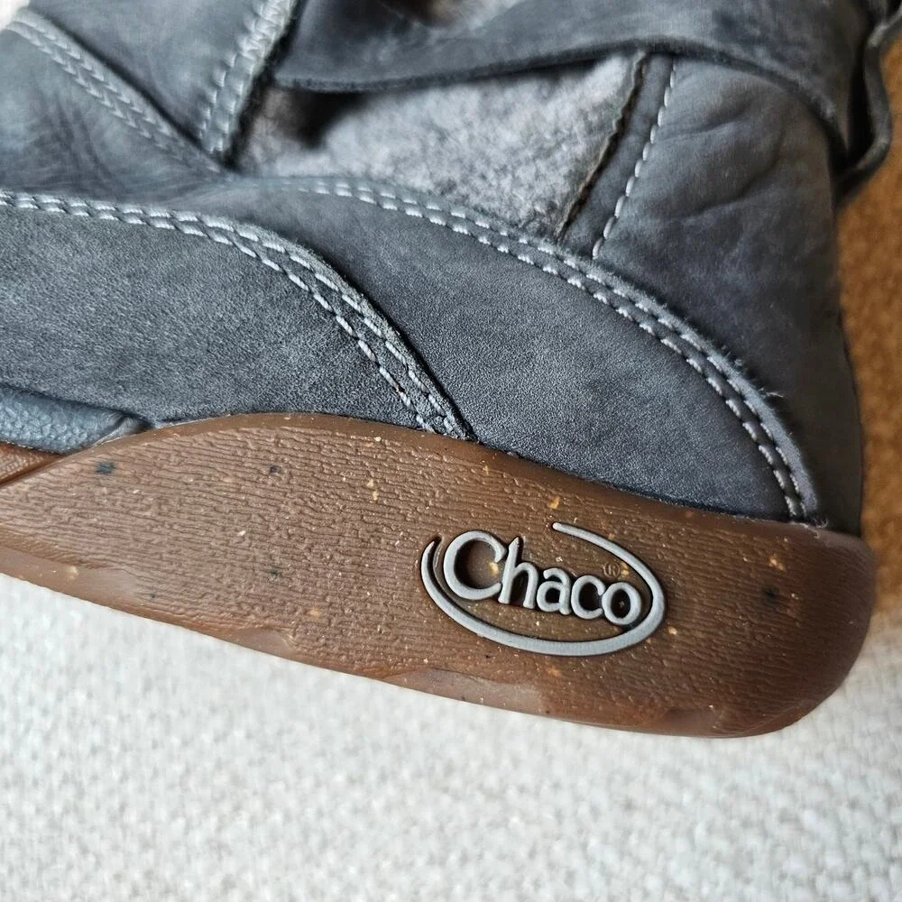 Chaco Hopi Grey Leather Felt Winter Comfy Boots Size 9